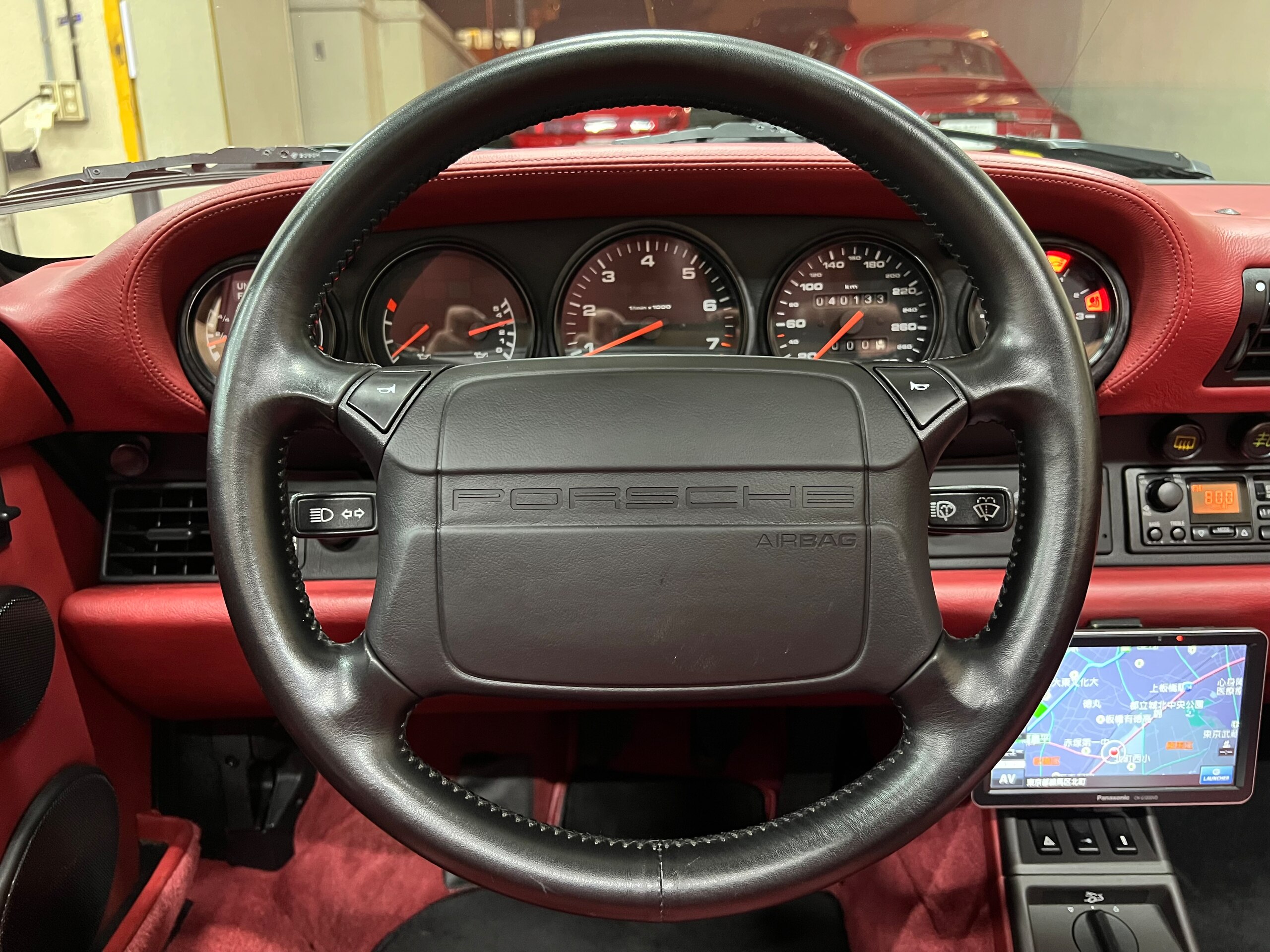 1992 Porsche 911 Cabriolet - ポルシェ 911カブリオレ 911カレラ2 カブリオレ ミツワD車 左H/6MT 3.6万K時エンジンOH&2.1万K時クラッチOH済(歴代記録簿23枚) 走行4万K 後期SRS付 RSクラッチ換装 純正OP赤オールレザーインテリア/17cupAW 後期ターボミラー Panasonicナビ/TV/Bカメラ/360°Dレコ